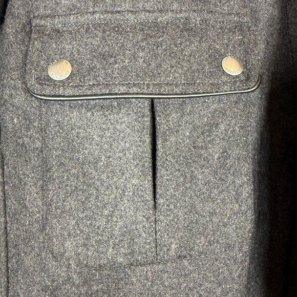 Cole Haan Wool Blend Gray Melton Zip Up Coat Jacket With Leather Details Sz XXL - Picture 3 of 12